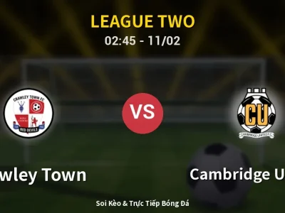 Kết Quả: Crawley Town 0-3 Cambridge United – Highlight & Bàn Thắng | League Two