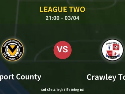 🔴 Trực Tiếp: Newport County 0-2 Crawley Town – Link Xem League Two (Full HD)
