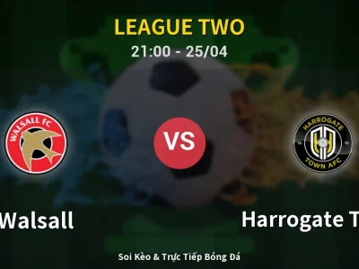 Soi Kèo Walsall vs Harrogate Town – 21:00 25/04 | Nhận Định, Dự Đoán Tỷ Số